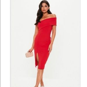 Red one shoulder bodycon dress MISSGUIDED